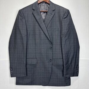Reda 1865 Sanford Mens 46R Charcoal Grey‎ Plaid 100% Wool Blazer Sport Coat